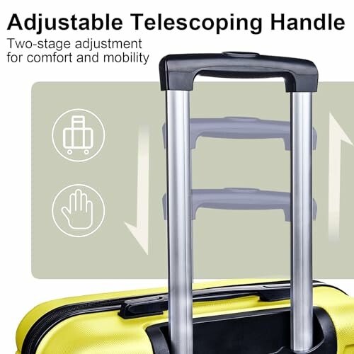 Suitcase with adjustable telescoping handle.