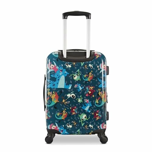 Colorful suitcase with cartoon character design