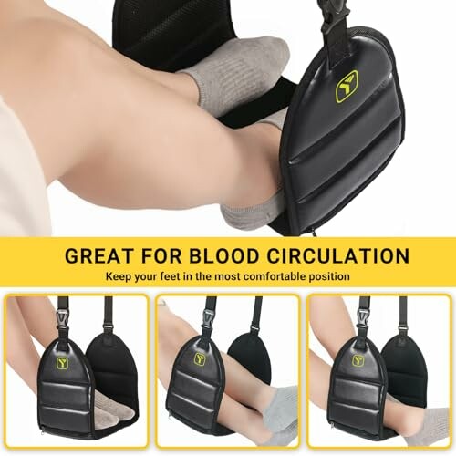 Foot hammock for travel aiding blood circulation.