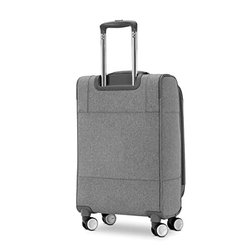 Gray suitcase with wheels and retractable handle