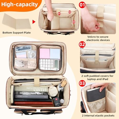 High-capacity organizer bag with compartments and pockets