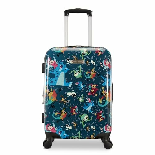 Colorful kids' luggage with cartoon characters