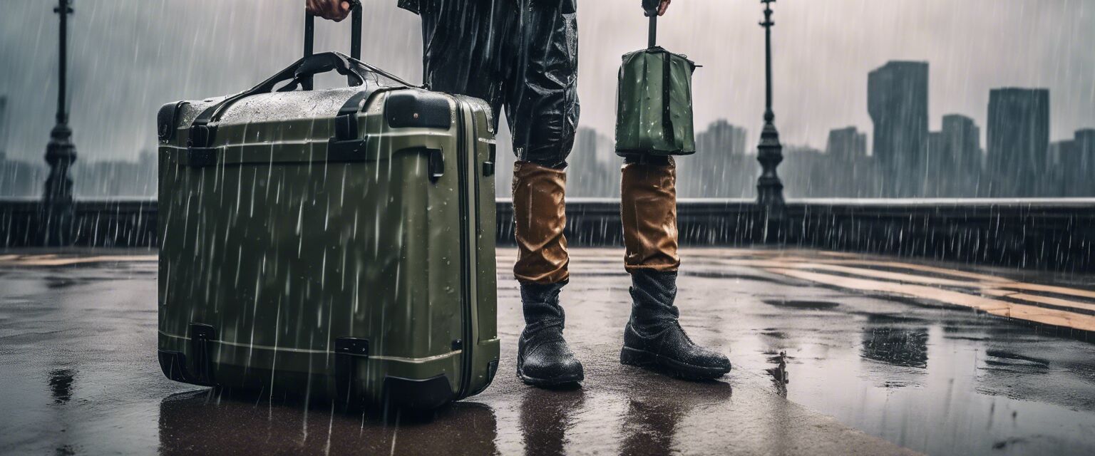 Waterproof Rolling Tote in Rain